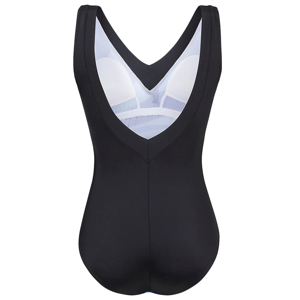 Plus Size Striped V-Neck One-Piece Swimsuit for Women
