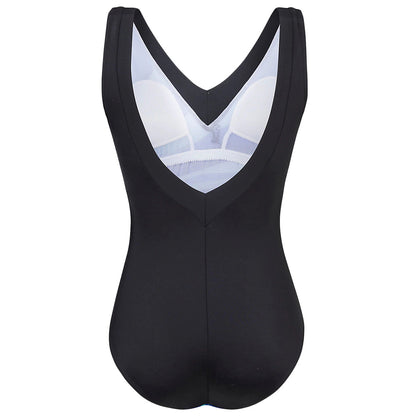 Plus Size Striped V-Neck One-Piece Swimsuit for Women