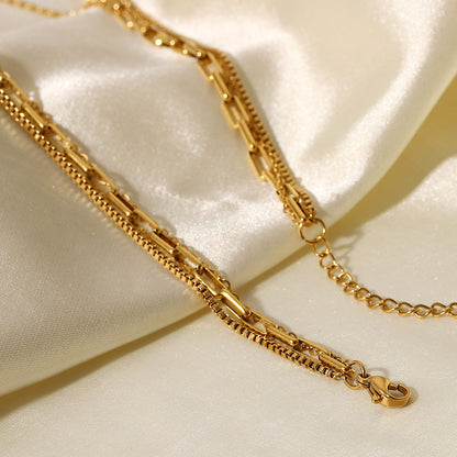 Collar En Capas de Acero Inoxidable Chapado en Oro de 18K Estilo Vintage